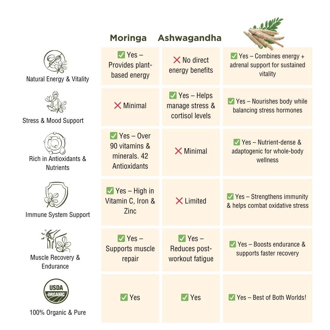 All Moringa - Wholesale Protein/Superfood Powder - Organic Moringa & Ashwagandha Powder – Adaptogenic Superfood blend for Stress & Energy 4oz USDA Organic, Non-GMO3