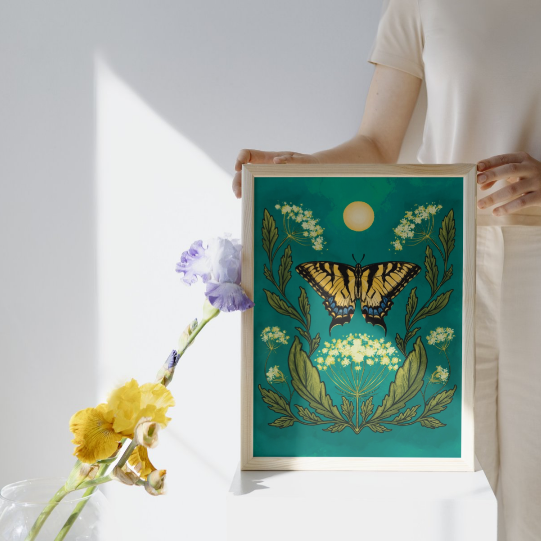 Folk Meadow - Wholesale Art Print - Swallowtail Butterfly Print - 8x102