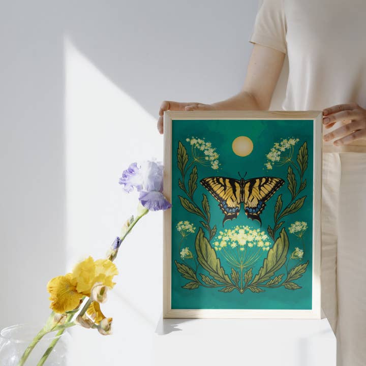 Folk Meadow - Wholesale Art Print - Swallowtail Butterfly Print - 8x102