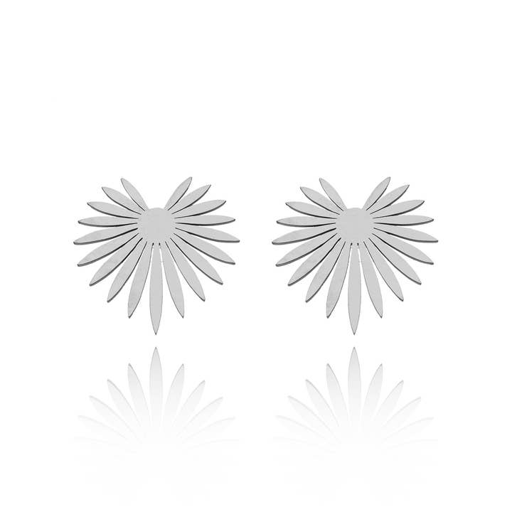 Stylized Leaf Stainless Steel Silver Earrings for wholesale by IngrossoFashion by INCI SRL
