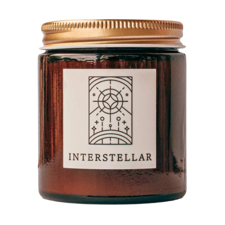 Interstellar 3.4oz Small Fine Fragrance Amber Jar Candle for wholesale by Herland Home