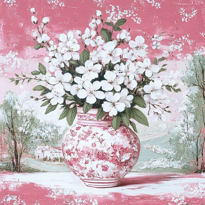 10" x 10" Rosa Chinoiserie-Vasenschild TTE-229 für den Großhandel von Trendy tree