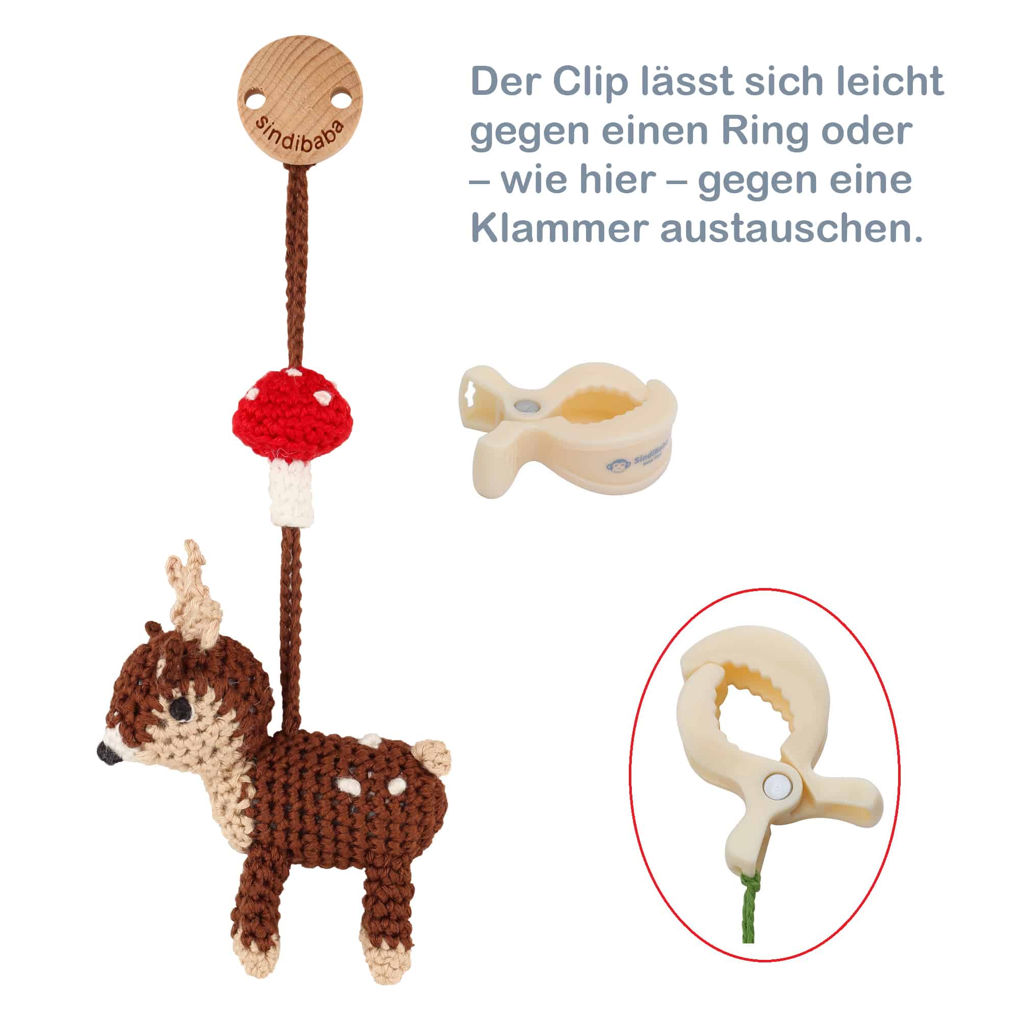 SindiBaba - Wholesale Classic Toy - Kids - crochet toy bow pendant deer AUDREY8