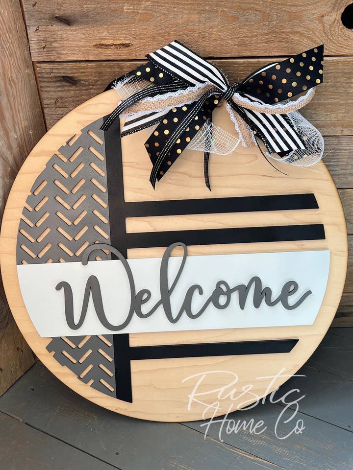 Panneau de bienvenue, porte-porte Chevron BW Home Decor, décoration de véranda pour la vente par Rustic Home Co LLC