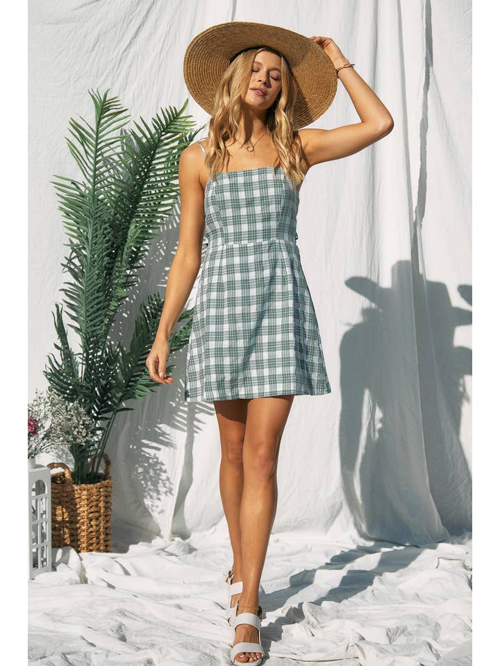 Endless Blu - Wholesale Dress - Women's - JD6103 Plaid Tie Dress