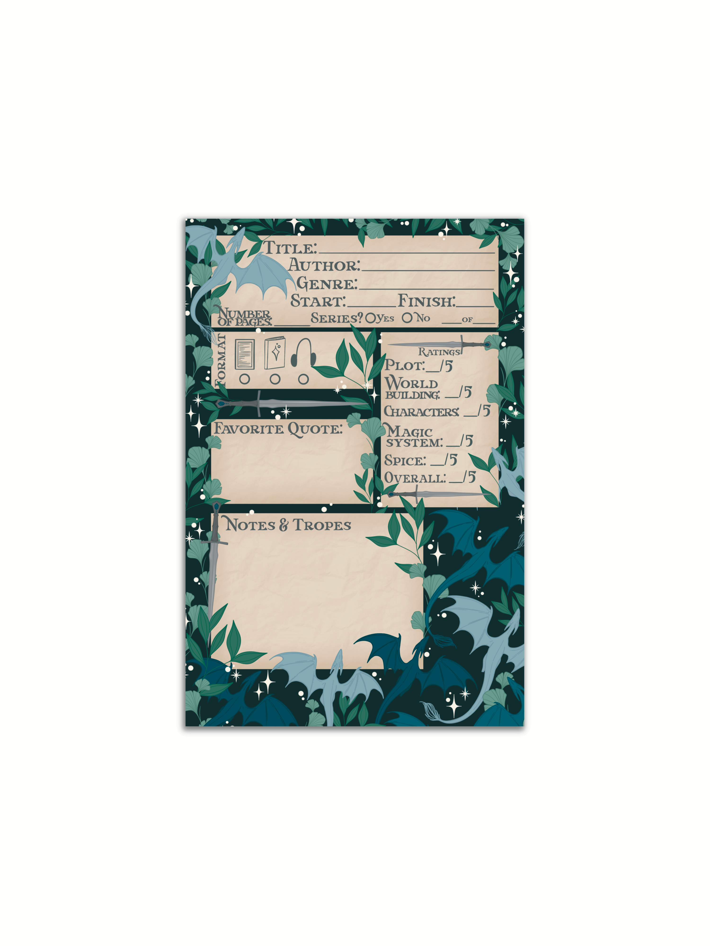 Meaggie Moos - Wholesale Notepad - 4x6 Book Review Post-it Notepad | Fantasy Reader2