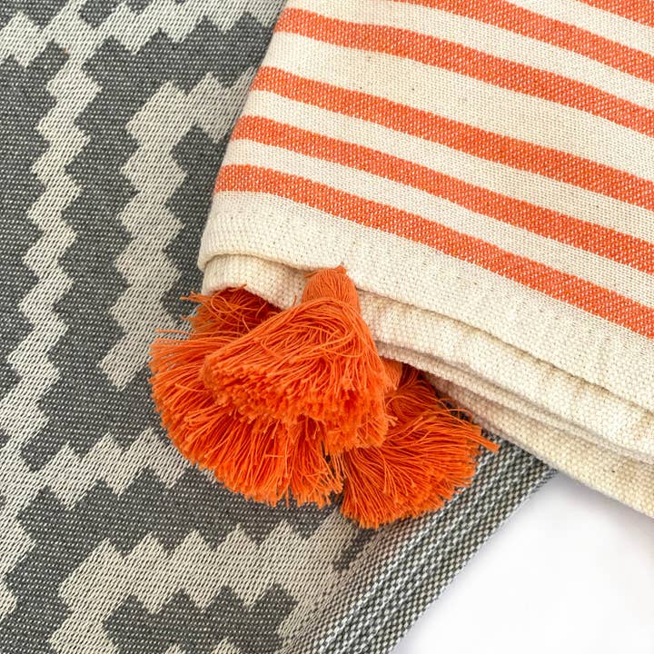 HILANA Upcycled Cotton - Venta al por mayor Toallas de playa - Toalla/Manta Turca Merida Gray - Naranja
