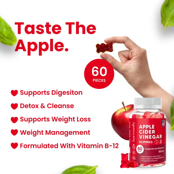 HARMONIFY - Wholesale Oral Supplement/Vitamin - Apple Cider Vinegar Gummies with Pomegranate Beet Juice, For3