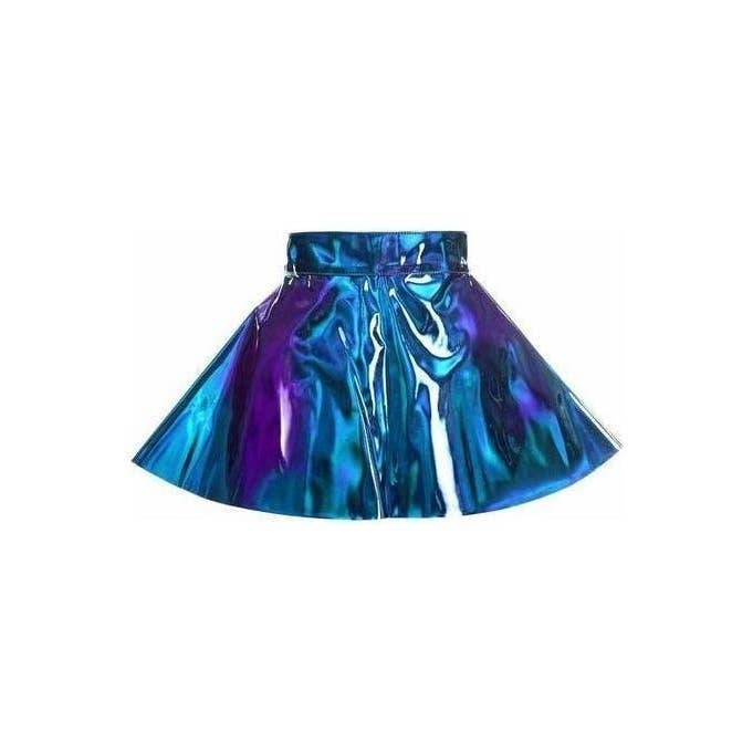 Blue/Teal Holo Skater Skirt for wholesale by Daisy Corsets
