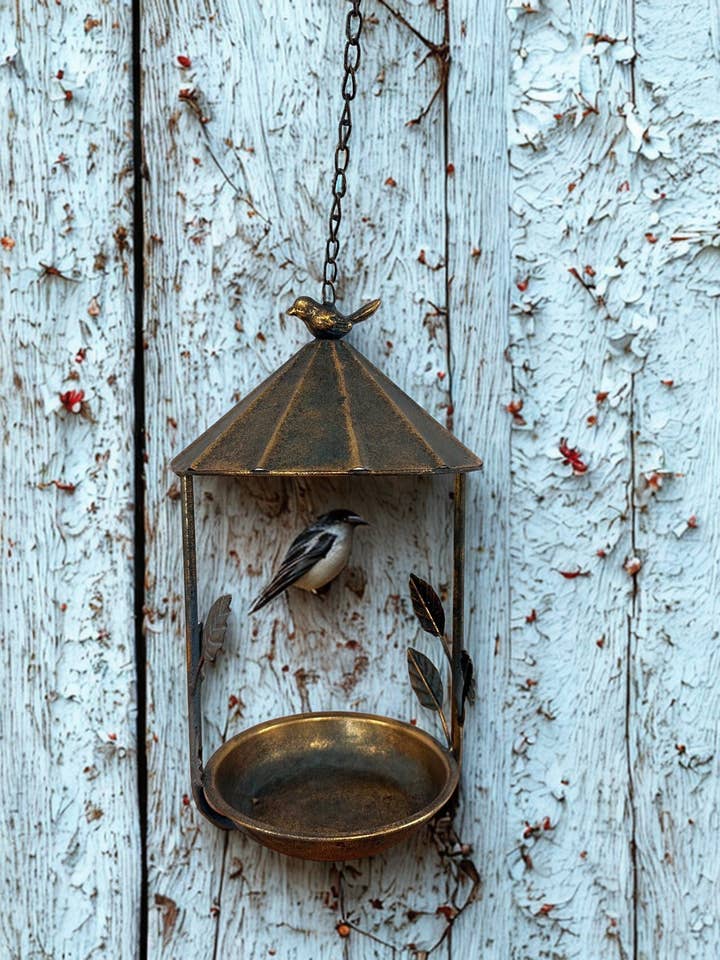 Hanging Bird Feeder with Leaf Detail for wholesale by Vagabond Vintage