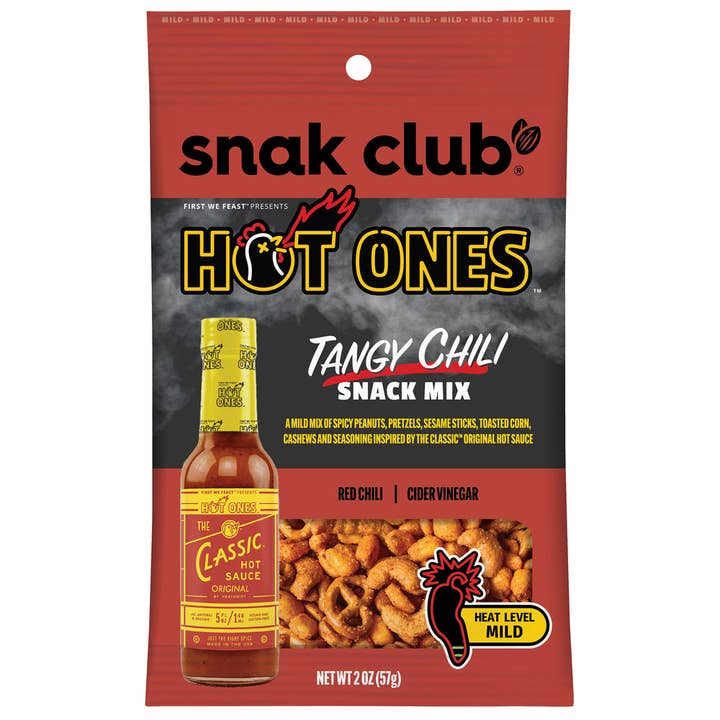 Snak Club Hot Ones Tangy Chili Snack Mix, 4.5oz Bag, 6ct for wholesale by Grandpa Joe's Candy Shop