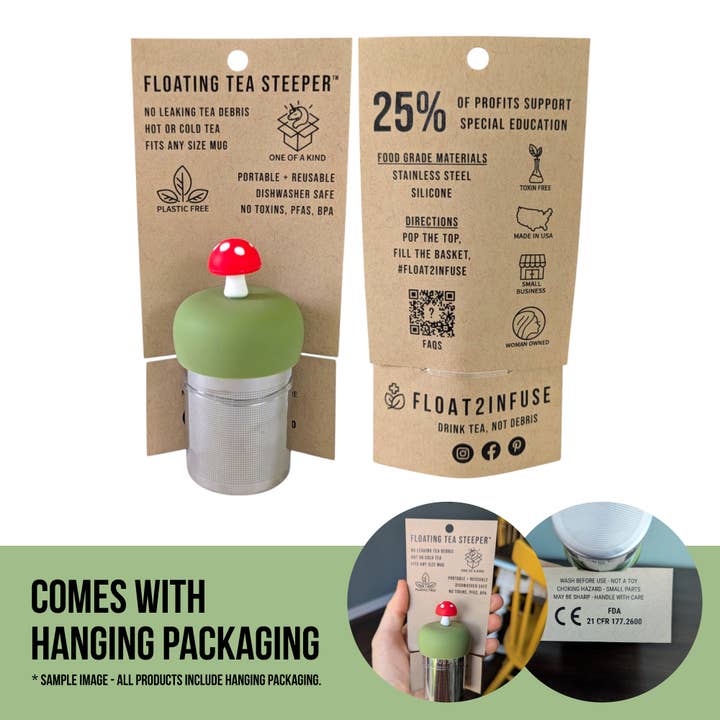 Float2infuse Tea Infuser - Wholesale Tea Strainer/Infuser - Cactus | Floating Tea Steeper | Brown Base | Green Cactus
