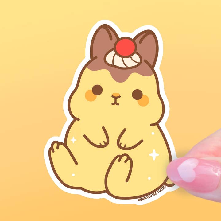 Pudding Bunny Vinyl Sticker for wholesale by BerryCuteStudio