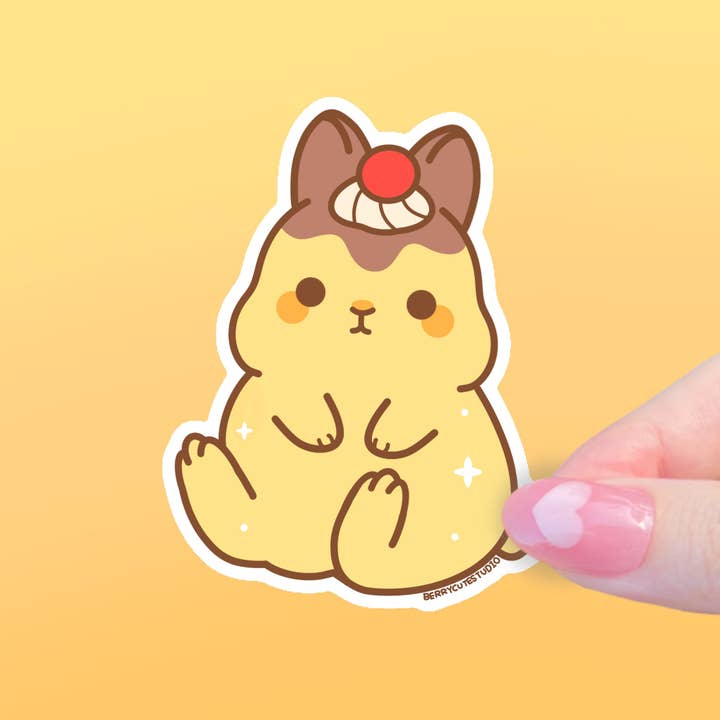 Pudding Bunny Vinyl Sticker for wholesale by BerryCuteStudio