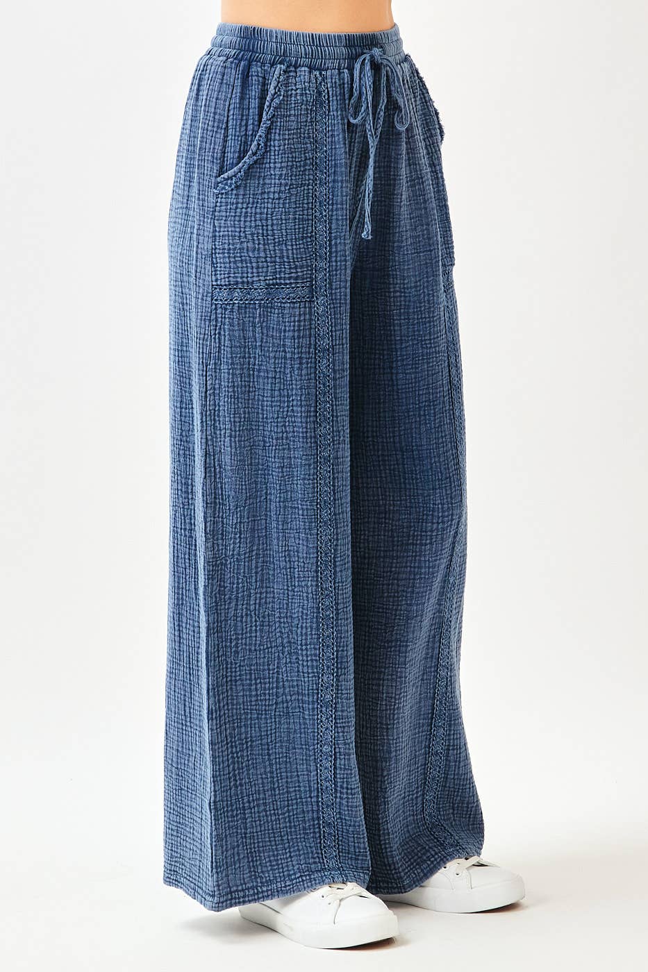 mittoshop - Wholesale Pants - Women's - LACE TRIM DETAIL ELASTIC WAIST COTTON GAUZE PANTS11