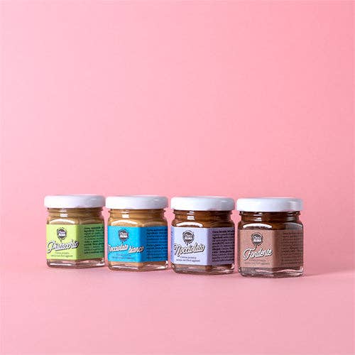 Choco Zero – wholesale Nötsmör – Mix av 4 mini bredbara krämer – hasselnöt, mörk choklad, pistage och vit hasselnöt2