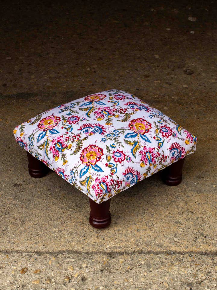 Chirton Print Block Footstool for wholesale by The India Shop