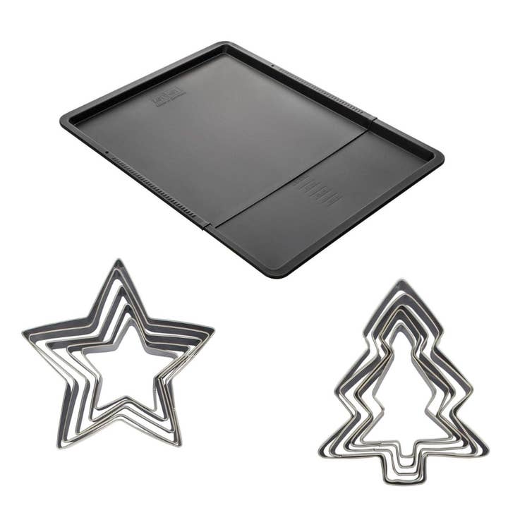 Set with extendable baking sheet and 10 p-cutters for wholesale by Zenker