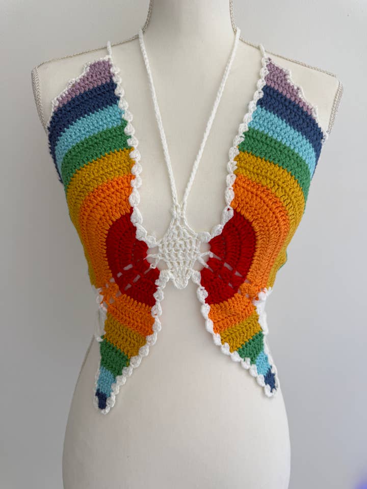 Regnbågsfjäril Virkad Topp Prideparad Festivalplagg för wholesale av INSOMINIAQ