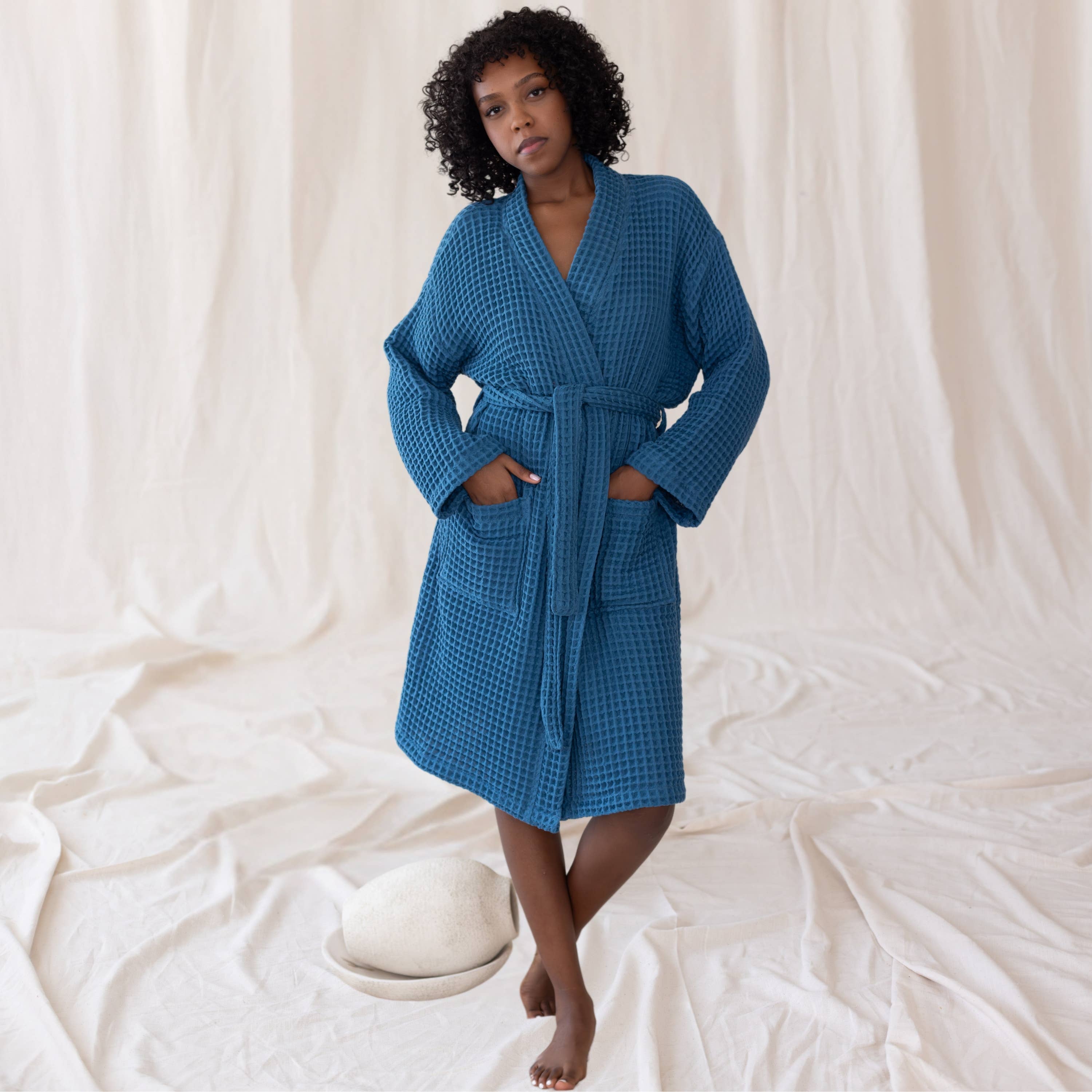 Vivamaison - Wholesale Robe - Unisex - Luxurious Waffle Kimono Bathrobe, 100% Cotton, Unisex Style27