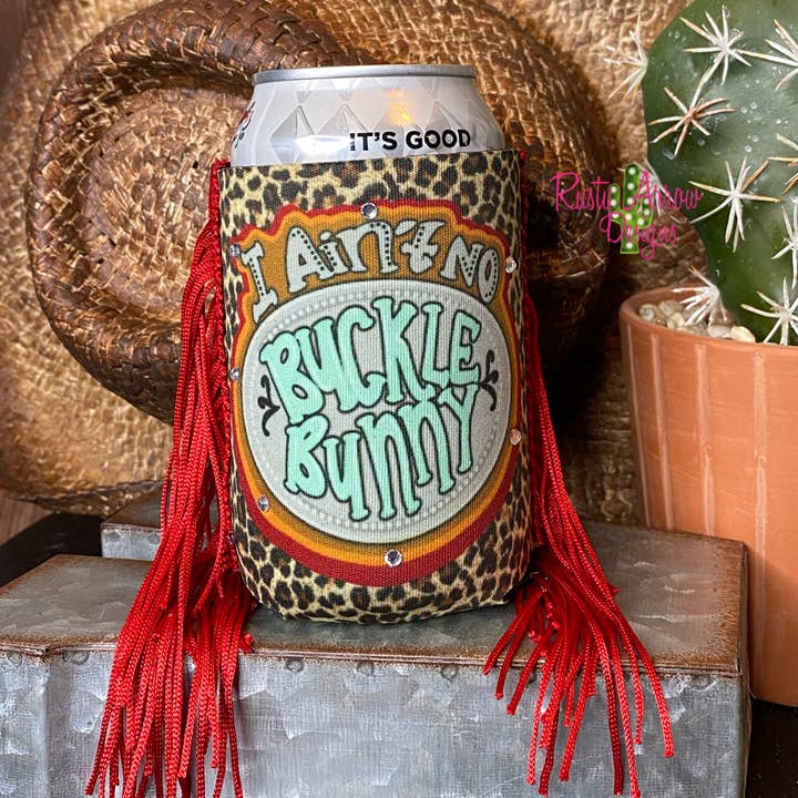 Regular Not a Buckle Bunny Fringe Koozie for wholesale by RAD Wholesale