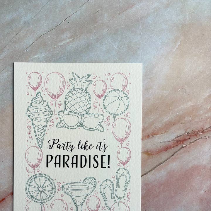 Postcard - Party like it's paradise! for wholesale by Feu de Mer