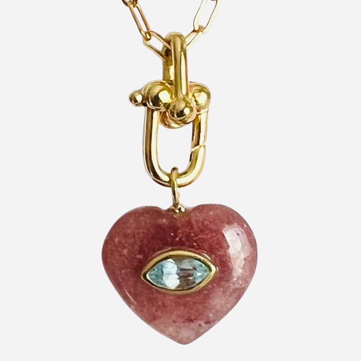 Collier Pendentif en Forme de Cœur en Quartz Rubis pour la vente par Sissy Yates Designs