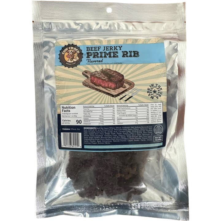 Cow Crack Prime Rib Beef Jerky 3 oz for wholesale by Cow Crack Wholesale