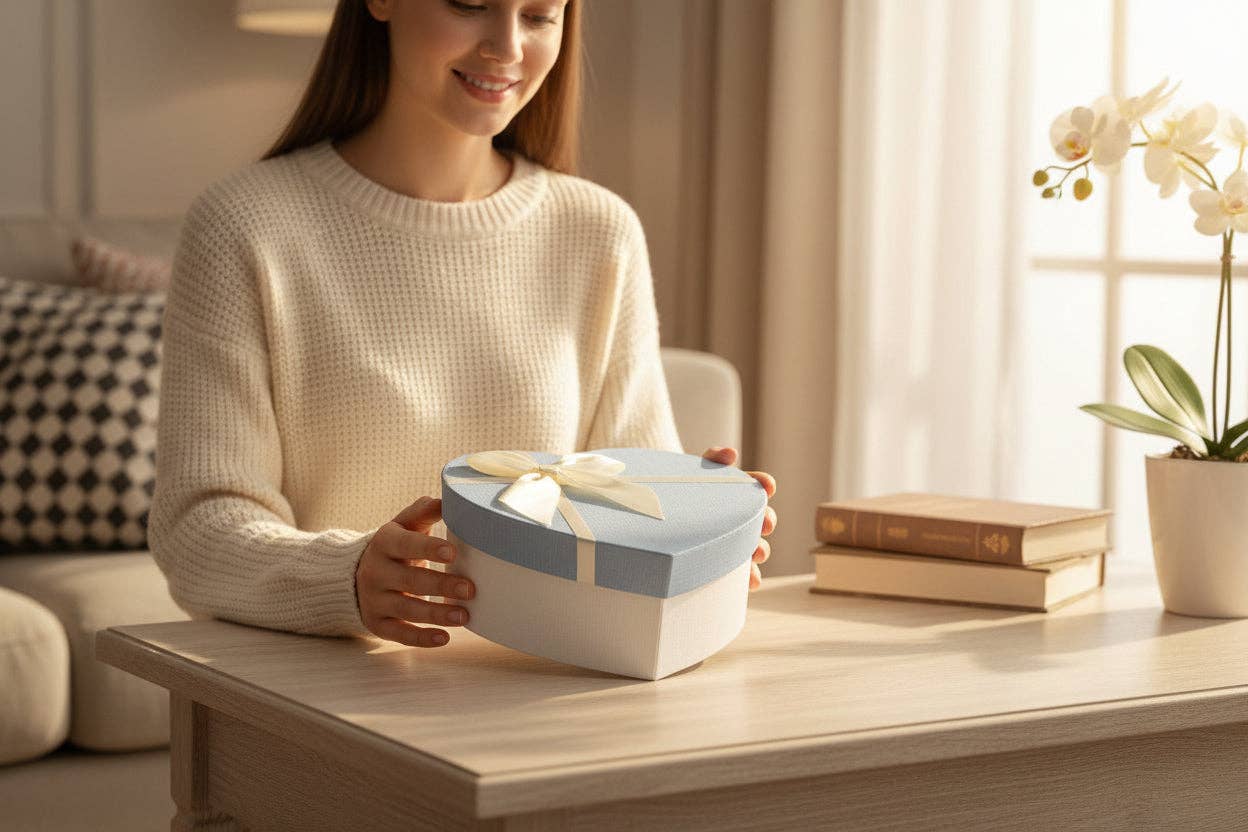 Emartbuy - Wholesale Gift box - Luxury Heart Shaped White/Blue Gift Box - Single (Sizes Available)5