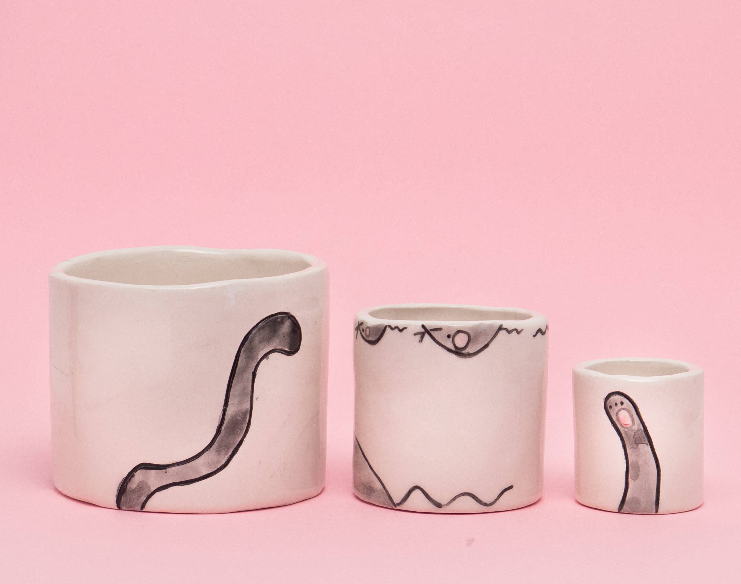 Paulina Marra Ceramics - Venta al por mayor Macetas - Conjunto Gonzalo Trio: Macetas de Gato Artesanales en 3 tamaños12