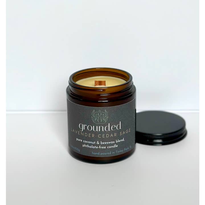 Sprig & Flame - Wholesale Jar/Filled Candle - GROUNDED | Pure Coconut Beeswax Hand-Poured Wood Wick Candle6