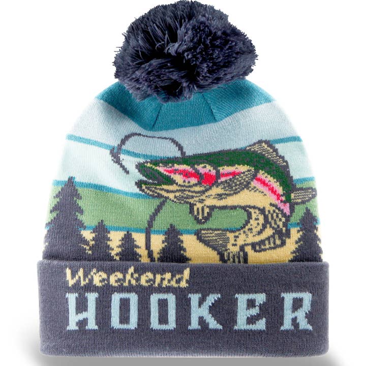 Northern Icons Creations INC - Wholesale Beanie - Unisex - Weekend Hooker Fishing Beanie Hat with Pom Pom Outdoor Winter Knit Cap2