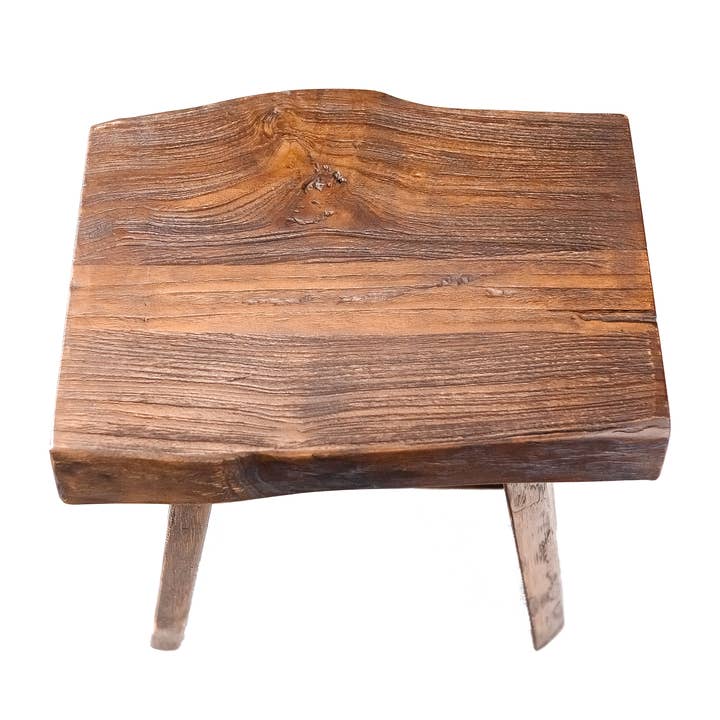Nordic Teak - Vente Tabouret - Tabouret en teck de style nordique avec assise incurvée5