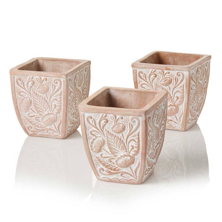 Solstice Blooms Terracotta Planters - Set of 3 for wholesale by SERRV International