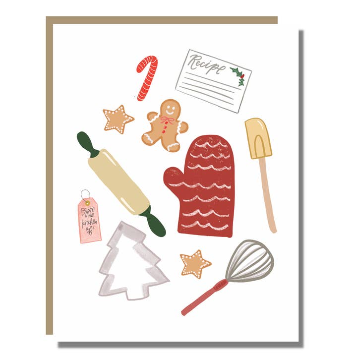 Holiday Baking - Holiday Greeting Card for Cooks and Bakers for wholesale by Prairie Letter Shop