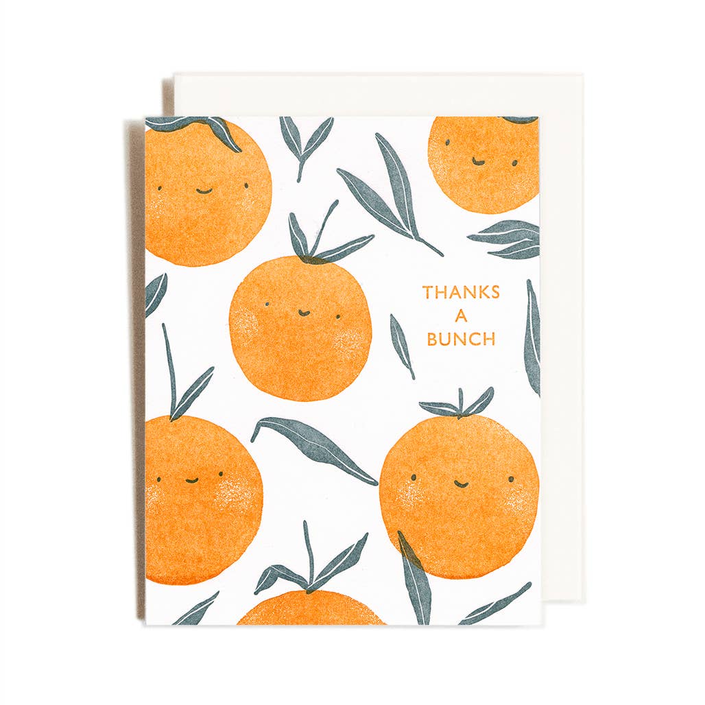 Homework Letterpress Studio - Wholesale Thank You Card - Thank You Oranges | Letterpress Card