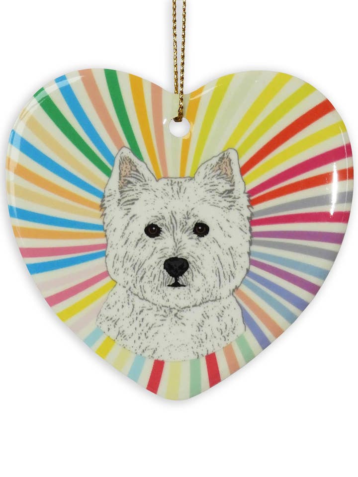 Décoration en forme de cœur en céramique Westie pour la vente par Sabyloo