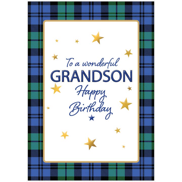Wonderful GrandsonBirthday - (A Touch of Tartan Card) for wholesale by Spindrift Designs