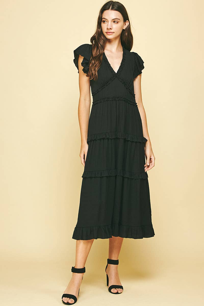 PINCH - Wholesale Dress - Women's - RUFFLED TEA LENGTH DRESS - 3597D7