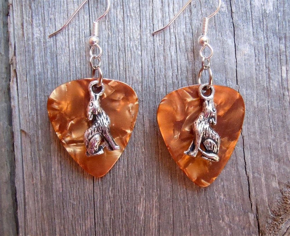 Simply Raevyn - Wholesale Dangle Earrings - Wolf Charm Guitar Pick Earrings17