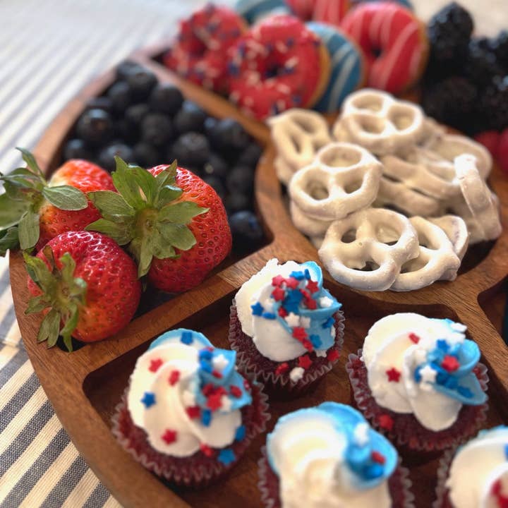 Made Market Co. - Wholesale Serving Tray - Small Divided Round Wood Tray 2