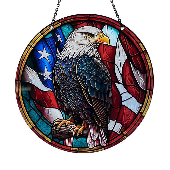 Attrape-soleil Patriotic Eagle en acrylique avec chaîne #SC119 de d'ears pour la vente par d'ears inc.