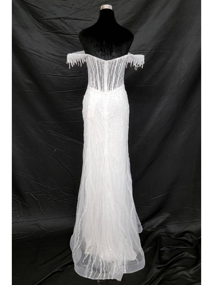 Chicas - Wholesale Gown - Women's - Off the Shoulder Sequin and Bead Long Dress C33145