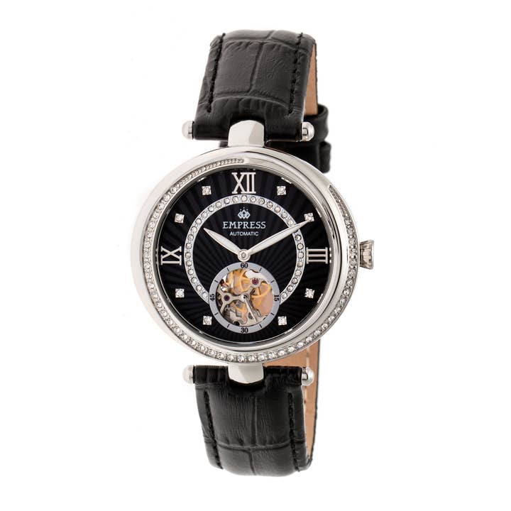 Empress - Vente Montre – femme - Montre automatique Empress Stella avec bracelet en cuir nacre