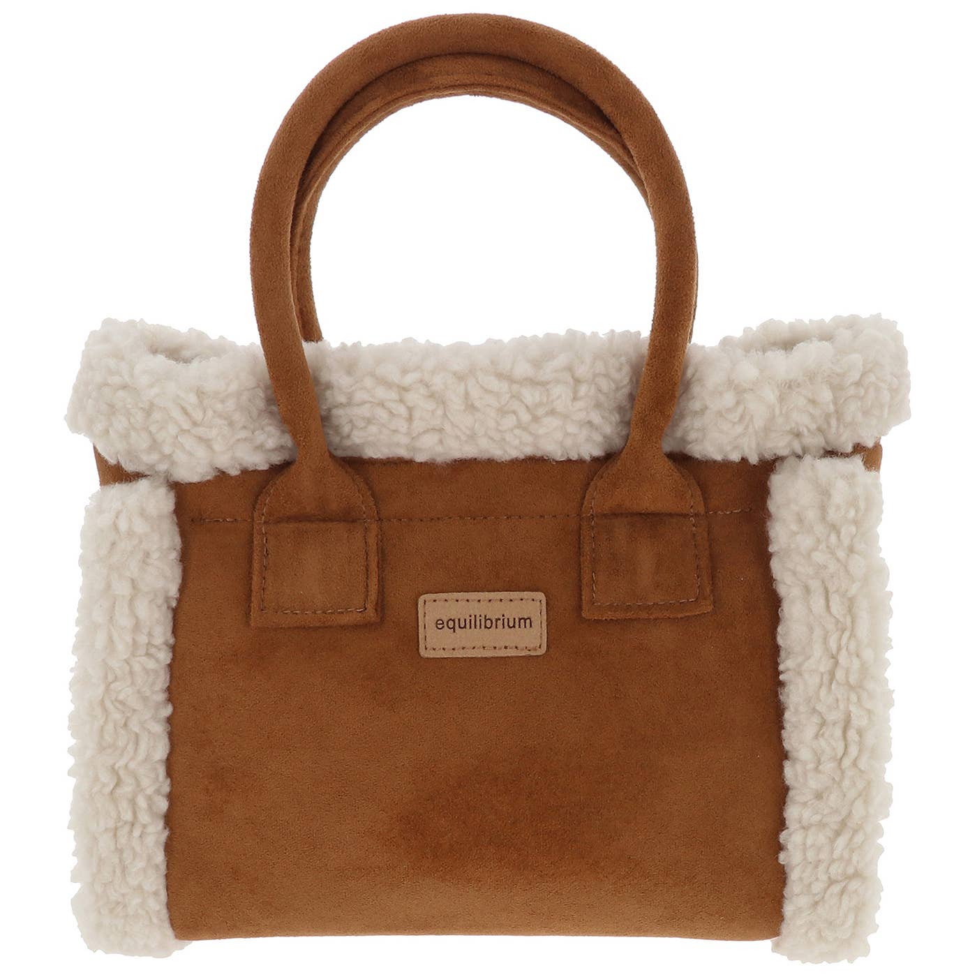 Joe Davies - Wholesale Top Handle Bag - Women's - Faux Sheepskin Barrel Bag Dark Tan0