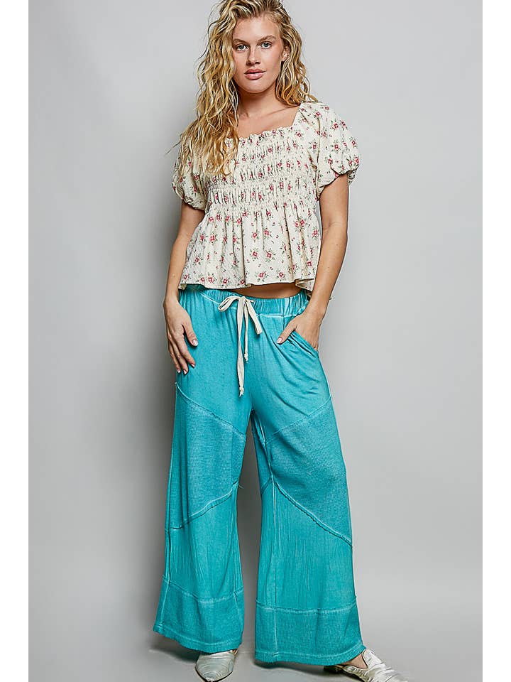 Pol Clothing - Wholesale Pants - Women's - Contrast ribbed elastic waist casual knit culottes pants21