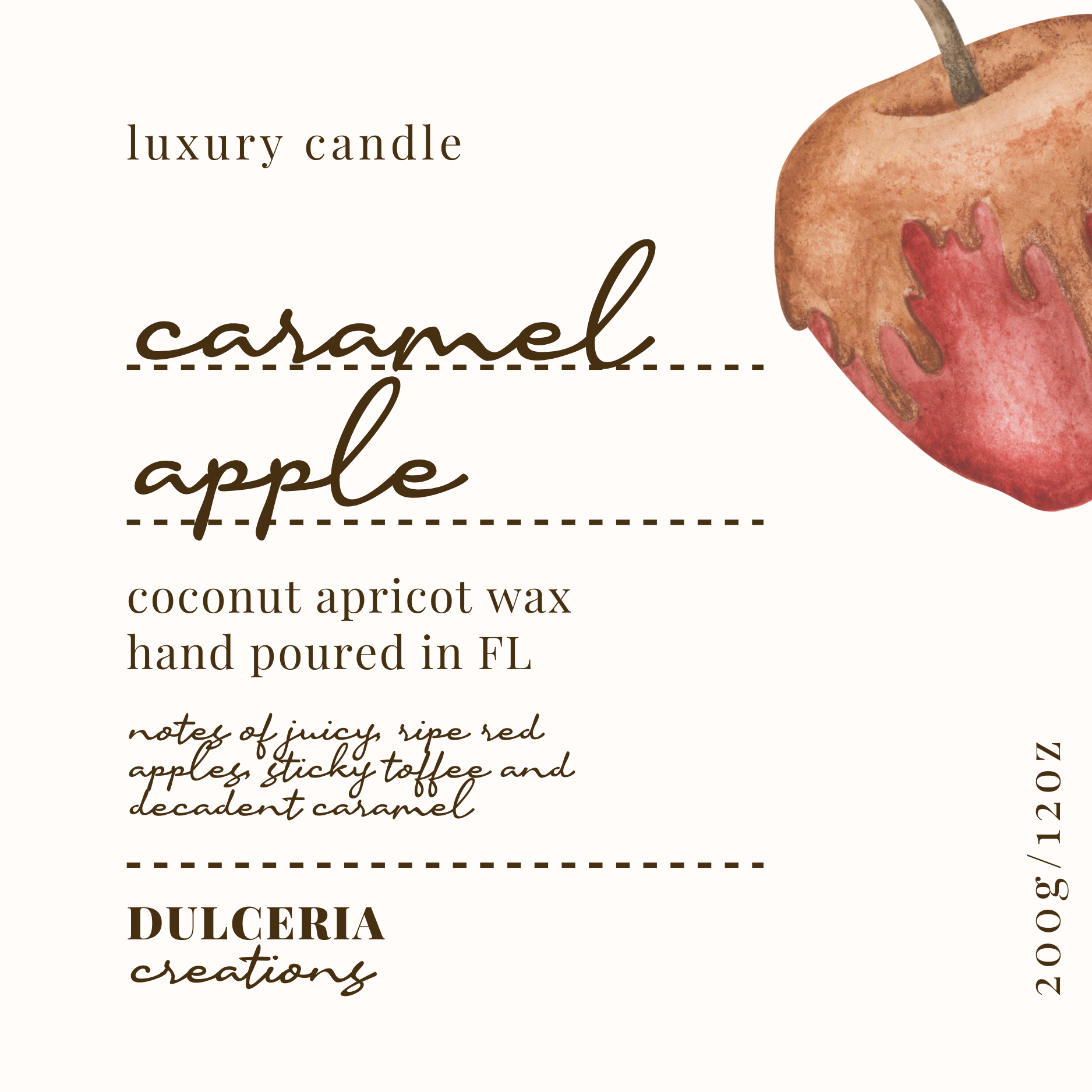 Dulceria Creations - Wholesale Jar/Filled Candle - LUXURY HAND POURED CANDLE - CARAMEL APPLE1