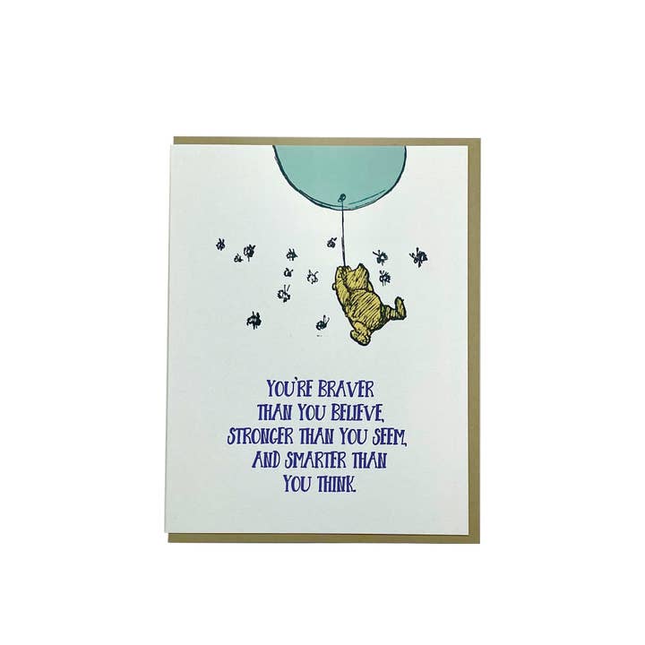 You're Braver than you Believe - Pooh Card for wholesale by Big Wheel Press