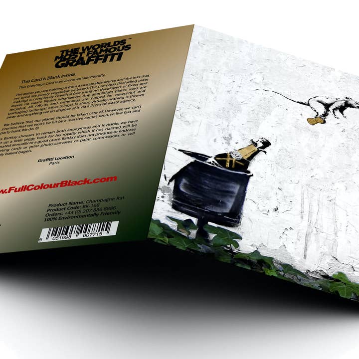 Tarjeta de felicitación perfumada Banksy - Champagne Rat para venta al por mayor de URBAN.ITY SRL