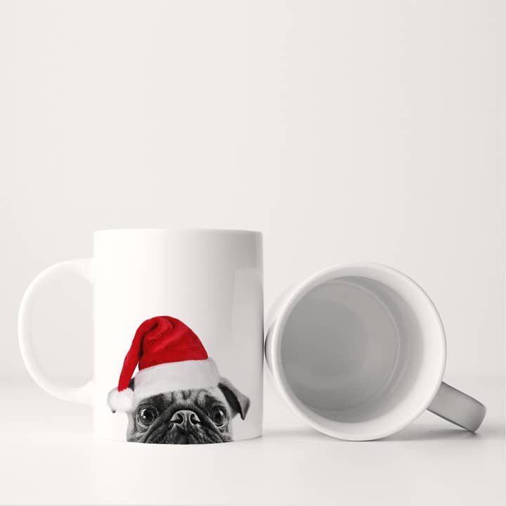 Santa Hat Pug 1 Mug for wholesale by Perkie Prints